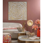 Quadro Moderno Floreale in Stucco con Foglia Oro | L'Oca Nera