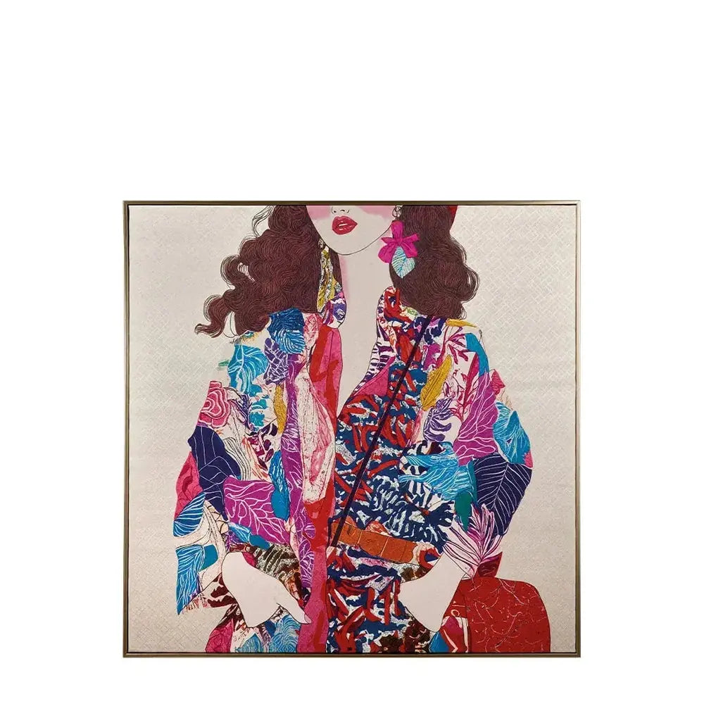 Quadro Moderno Figura con Motivi Floreali Stile Fashion | L'Oca Nera