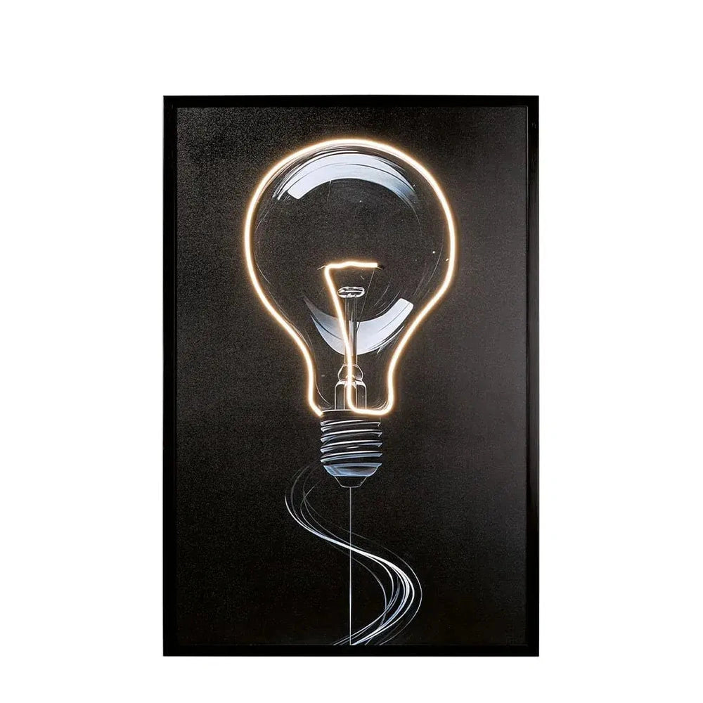 Quadro LED con Cornice Soggetto Lampadina Stile Pop | L'Oca Nera