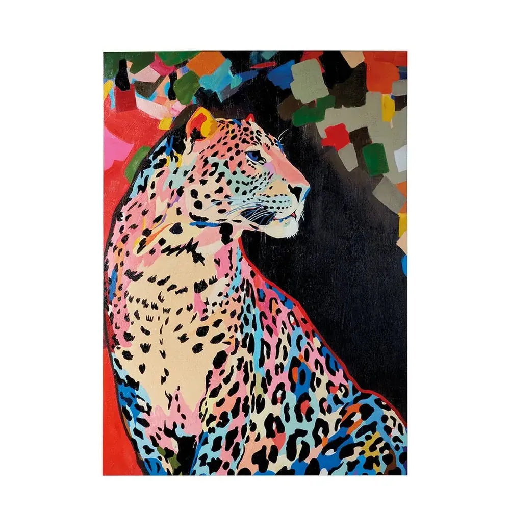 Quadro Moderno Leopardo Colori Accesi Dipinto a Mano | L'Oca Nera