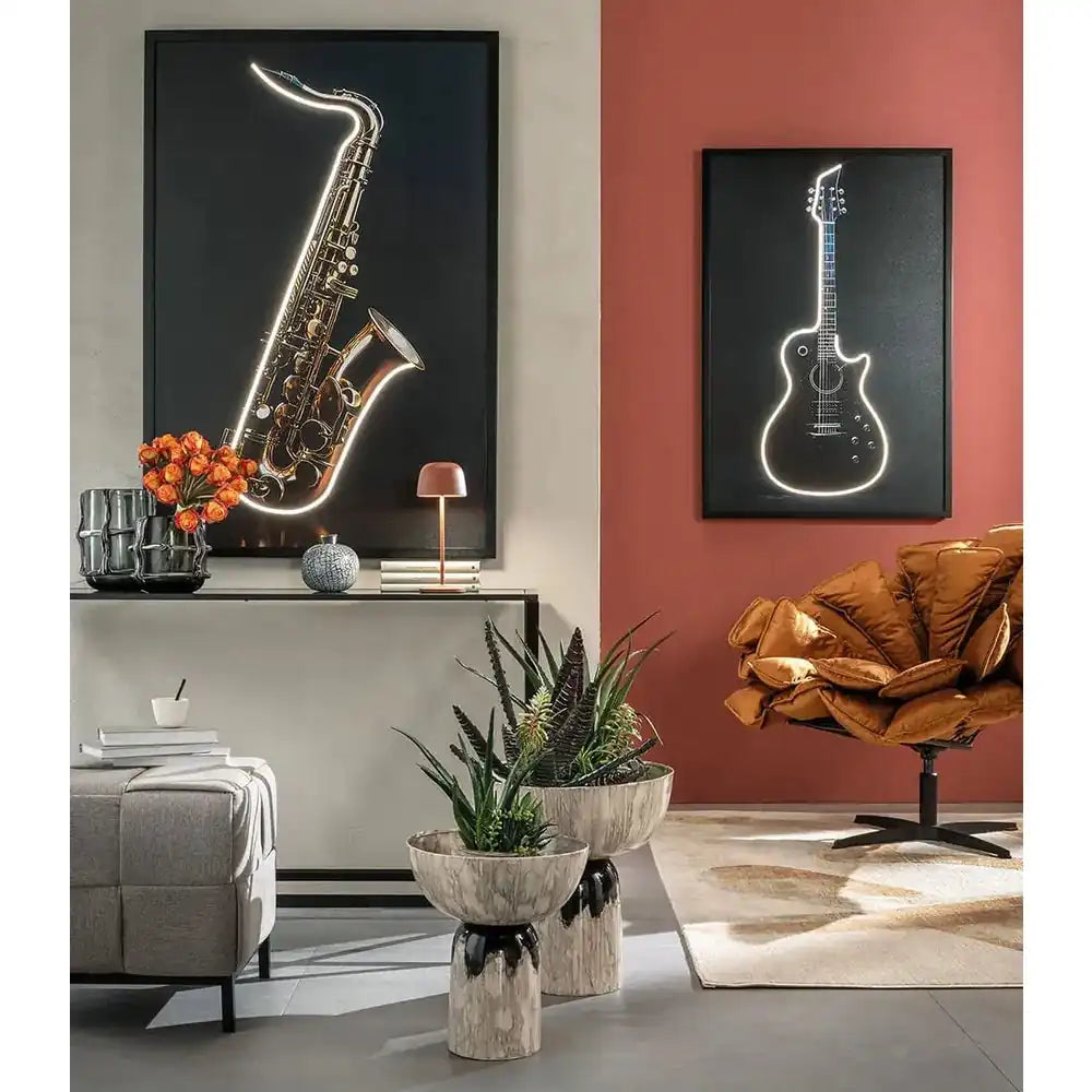 Quadro LED con Cornice Soggetto Chitarra Stile Pop | L'Oca Nera