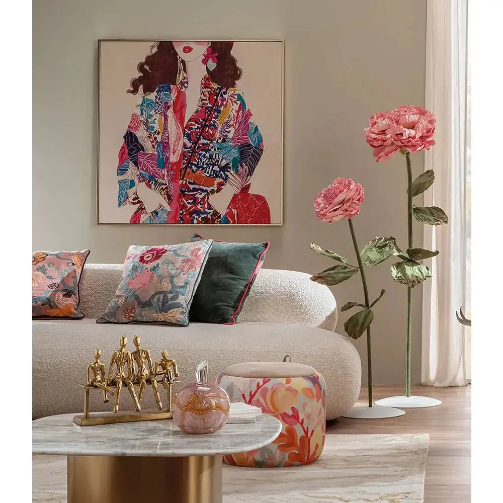 Quadro Moderno Figura con Motivi Floreali Stile Fashion | L'Oca Nera