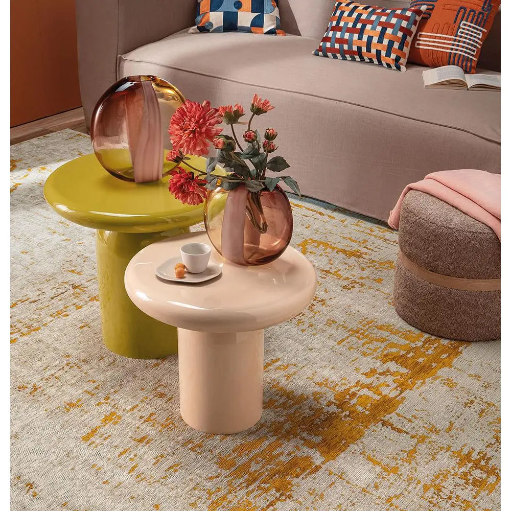 Tavolino Tondo Basso in Metallo Stile Contemporaneo | L'Oca Nera