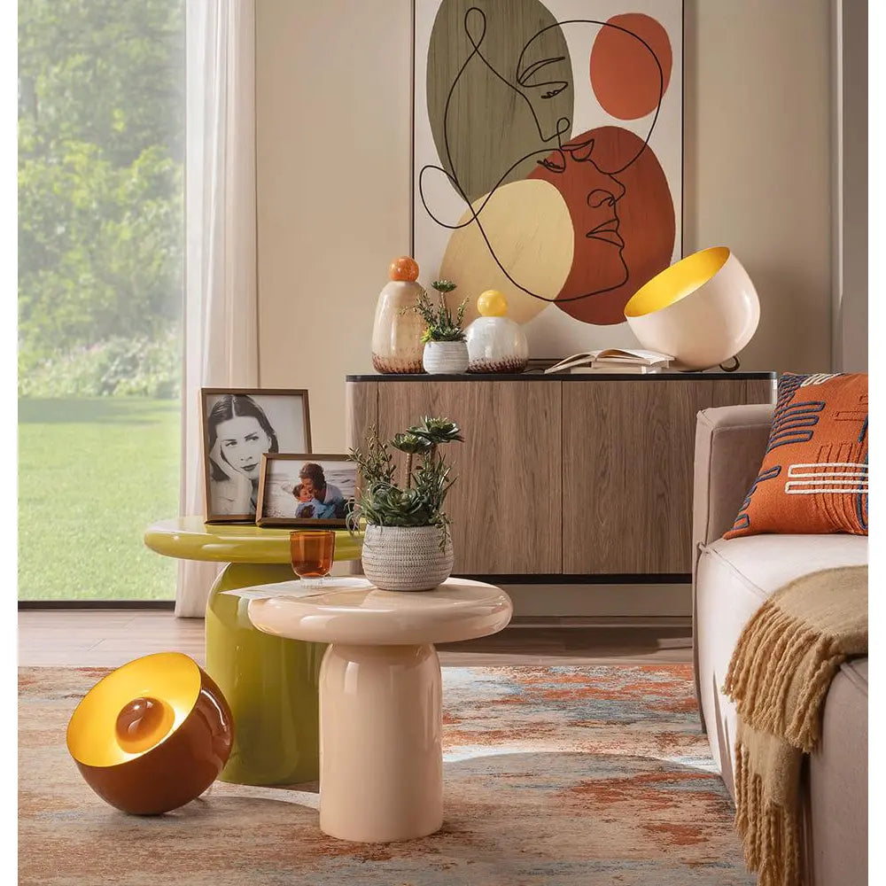 Tavolino Tondo Basso in Metallo Stile Contemporaneo | L'Oca Nera