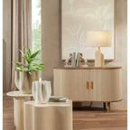 Lampada da Tavolo Travertino Metallo Paralume Lino | L'Oca Nera