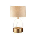 Lampada da Tavolo Vetro Decoro Dorato Paralume Lino | L'Oca Nera