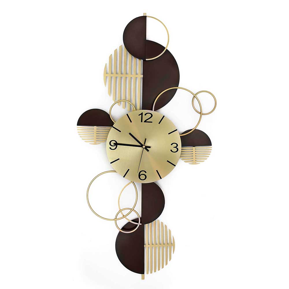 ADM Orologio da Parete Moderno Oro e Marrone Circular Abstraction OW032A