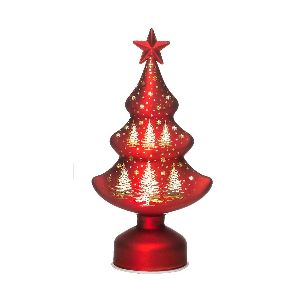 Palais Royal Glass Tree with Red LED 23286