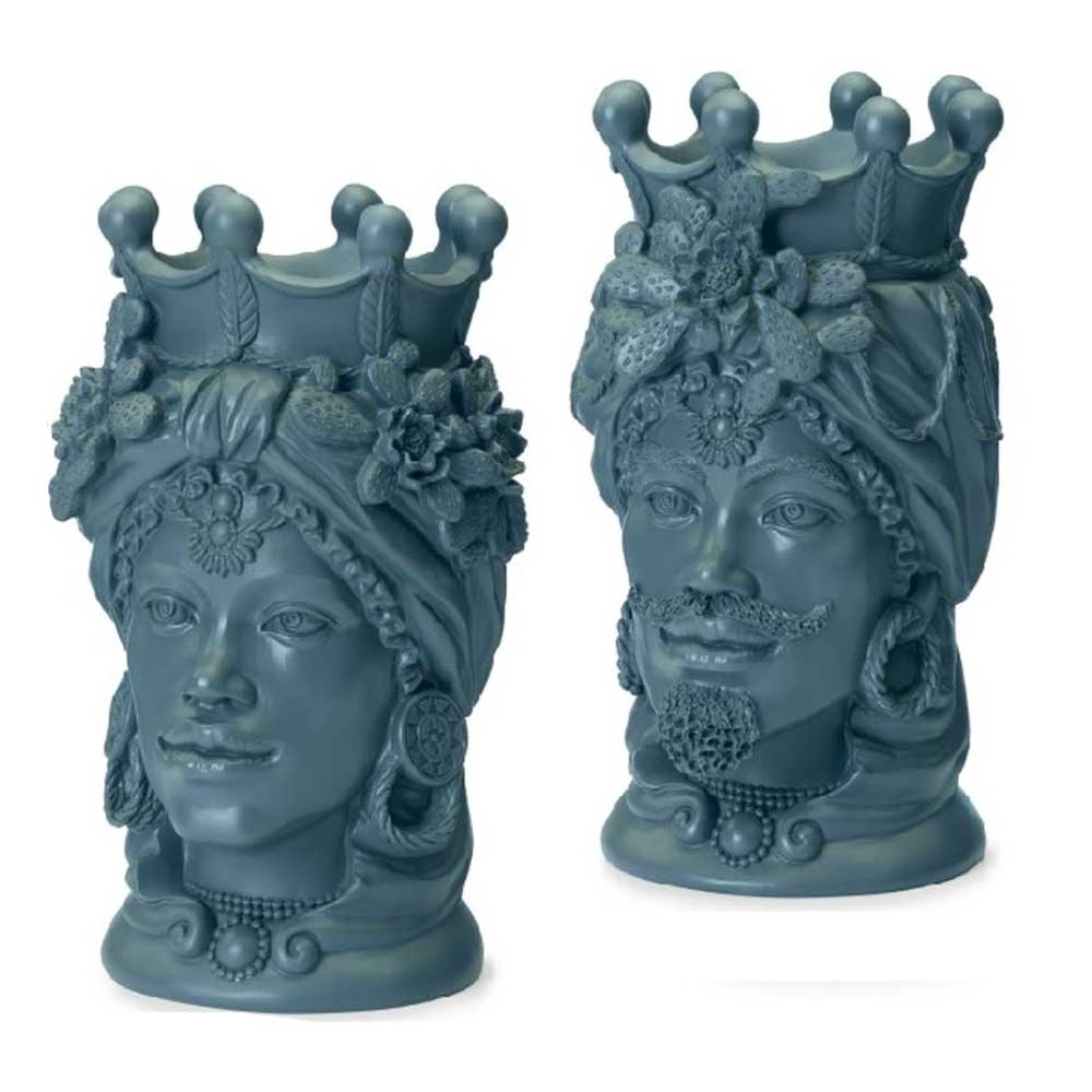Palais Royal Pair of Moor's Heads Teal 18 cm 