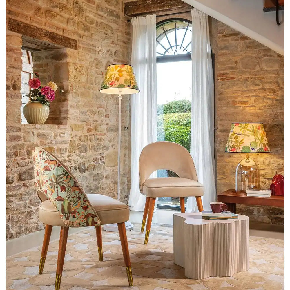 Paralume Conico Tessuto Stampa Pavoni Palme | L'Oca Nera