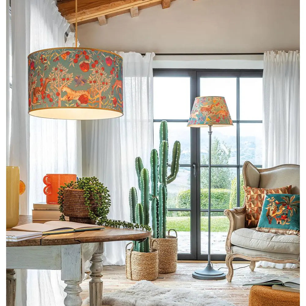 Paralume Conico Tessuto Stampa Tigri Flora Fauna | L'Oca Nera