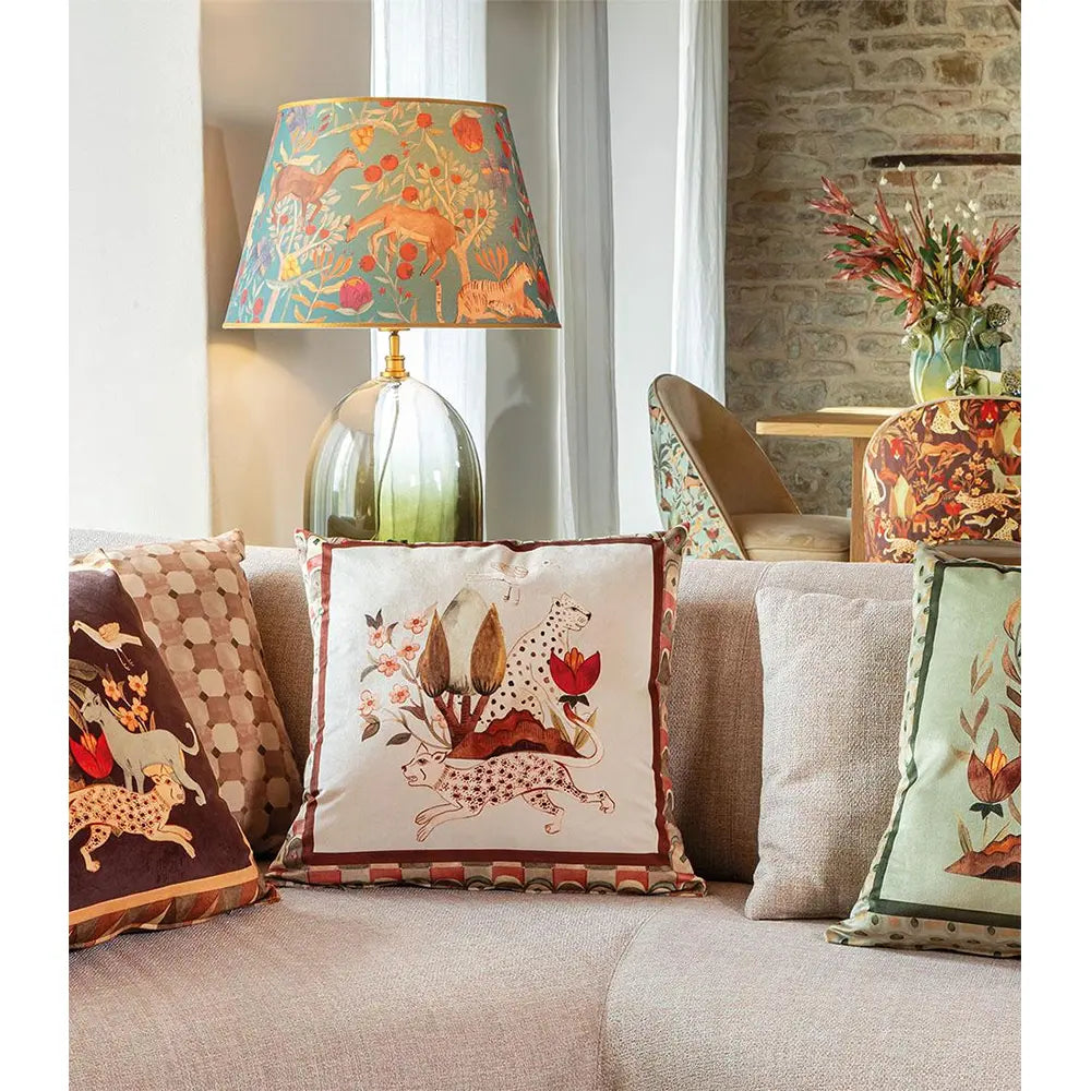 Paralume Conico Tessuto Stampa Tigri Flora Fauna | L'Oca Nera