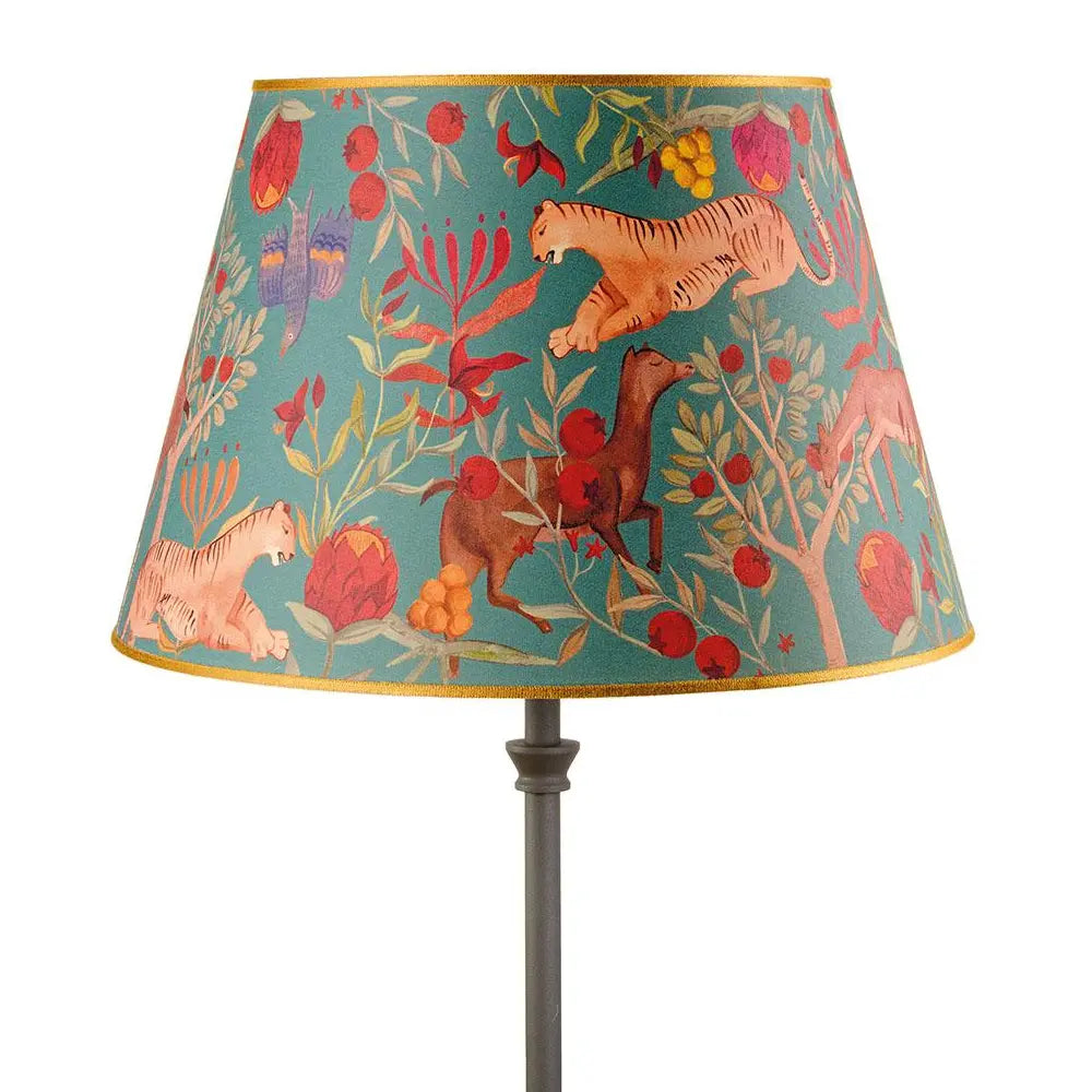 Paralume Conico Tessuto Stampa Tigri Flora Fauna | L'Oca Nera