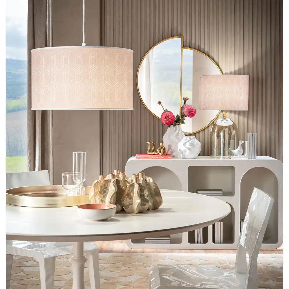 Paralume Sospensione Cilindrico Tessuto Intrecci d'Oriente | L'Oca Nera