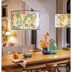 Paralume Sospensione Cilindrico Tessuto Stampa Pavoni | L'Oca Nera