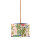 Paralume Sospensione Cilindrico Tessuto Stampa Pavoni | L'Oca Nera