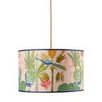 Paralume Sospensione Cilindrico Tessuto Stampa Pavoni | L'Oca Nera