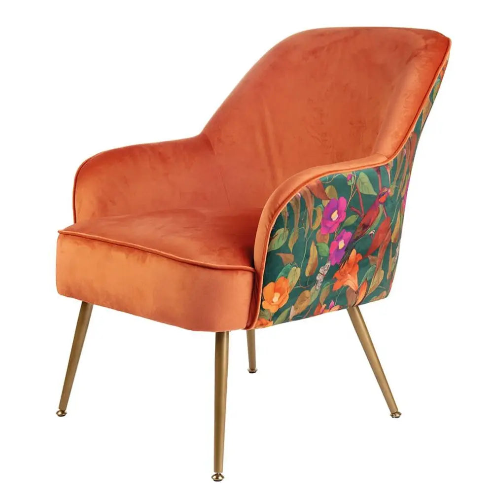 Poltrona Tessuto Decoro Floreale Uccelli | L'Oca Nera