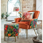 Poltrona Tessuto Decoro Floreale Uccelli | L'Oca Nera