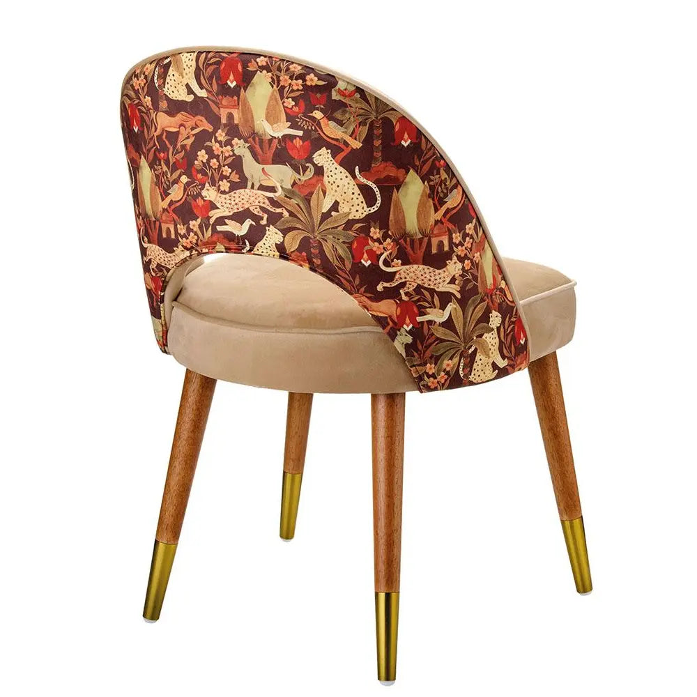 Poltroncina Beige Cacao Decoro Flora Fauna | L'Oca Nera