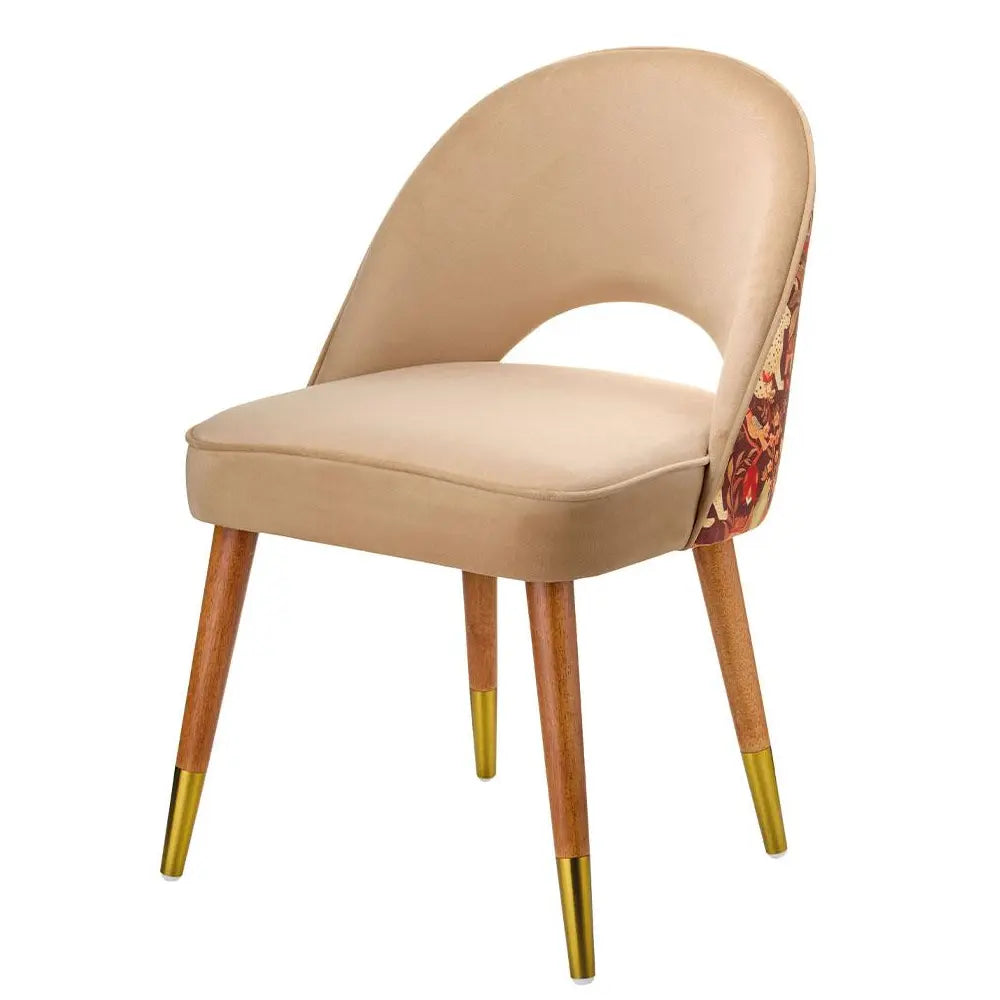 Poltroncina Beige Cacao Decoro Flora Fauna | L'Oca Nera