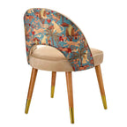Poltroncina Beige Celeste Decoro Flora Fauna | L'Oca Nera