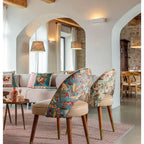 Poltroncina Beige Celeste Decoro Flora Fauna | L'Oca Nera