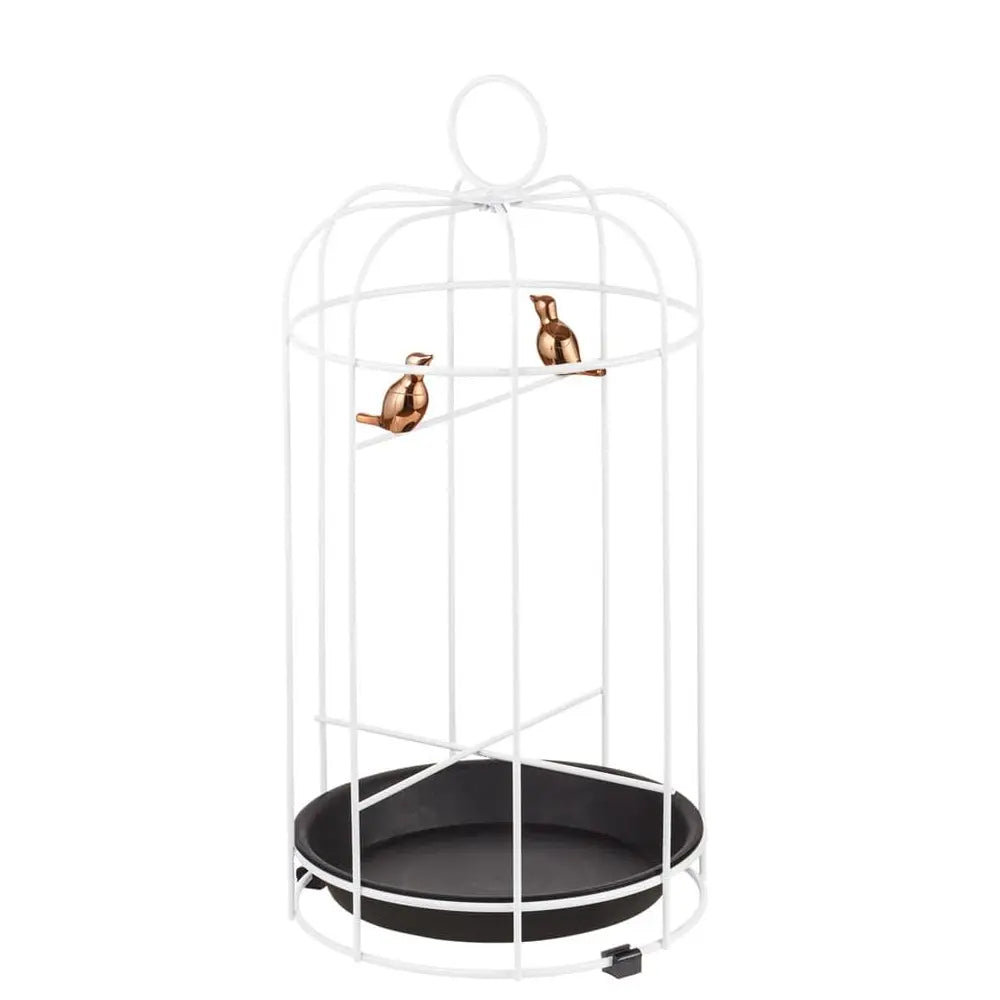 Portaombrelli Bianco Metallo Dettaglio Uccellini | L'Oca Nera