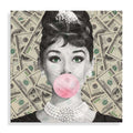 Quadro Acrilico Audrey con Dollari | Stampa Retrostampata | ADM