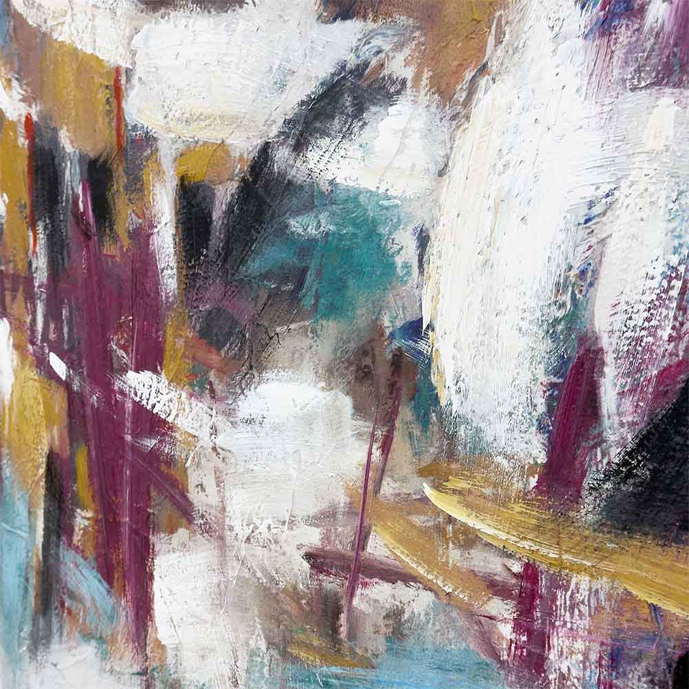 Agave - Amuse 100x100: Quadro Astratto Dipinto a Mano Multicolore