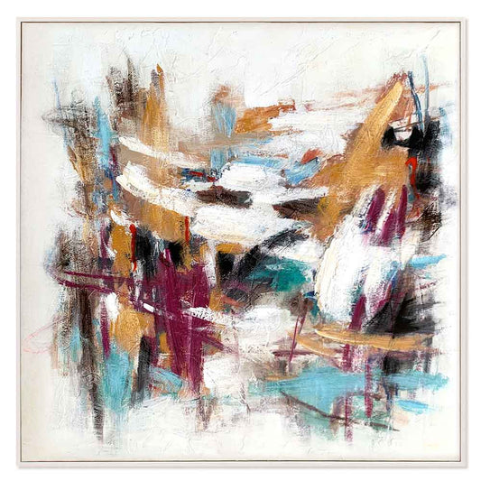 Agave - Amuse 100x100: Quadro Astratto Dipinto a Mano Multicolore