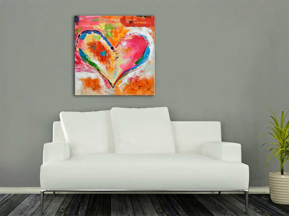 Quadro Moderno Cuore Multicolore | Idea Regalo | ADM