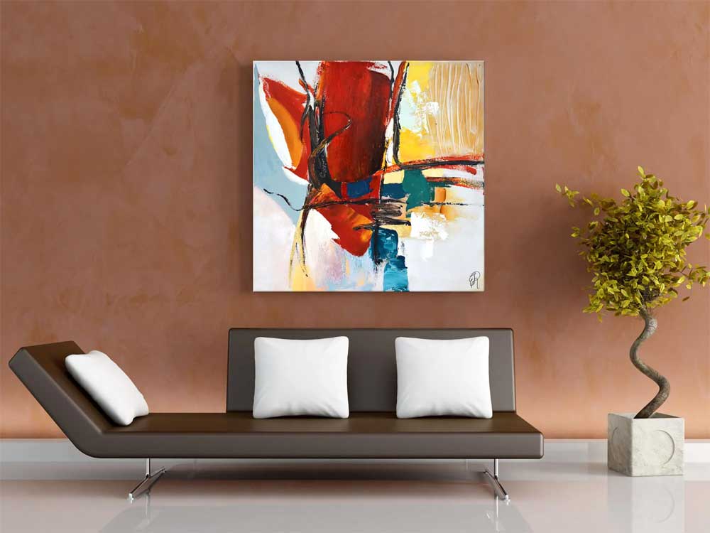 Quadro Astratto Moderno Rosso | Dipinto a Mano | ADM