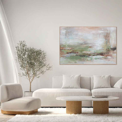 Agave - Serenity: Quadro Astratto Dipinto a Mano Verde e Beige