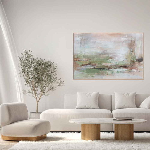 Agave - Serenity: Quadro Astratto Dipinto a Mano Verde e Beige