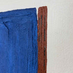 Agave - Snorkel Blue 80x100: Quadro Astratto Dipinto a Mano Neoplasticismo Blu e Marrone