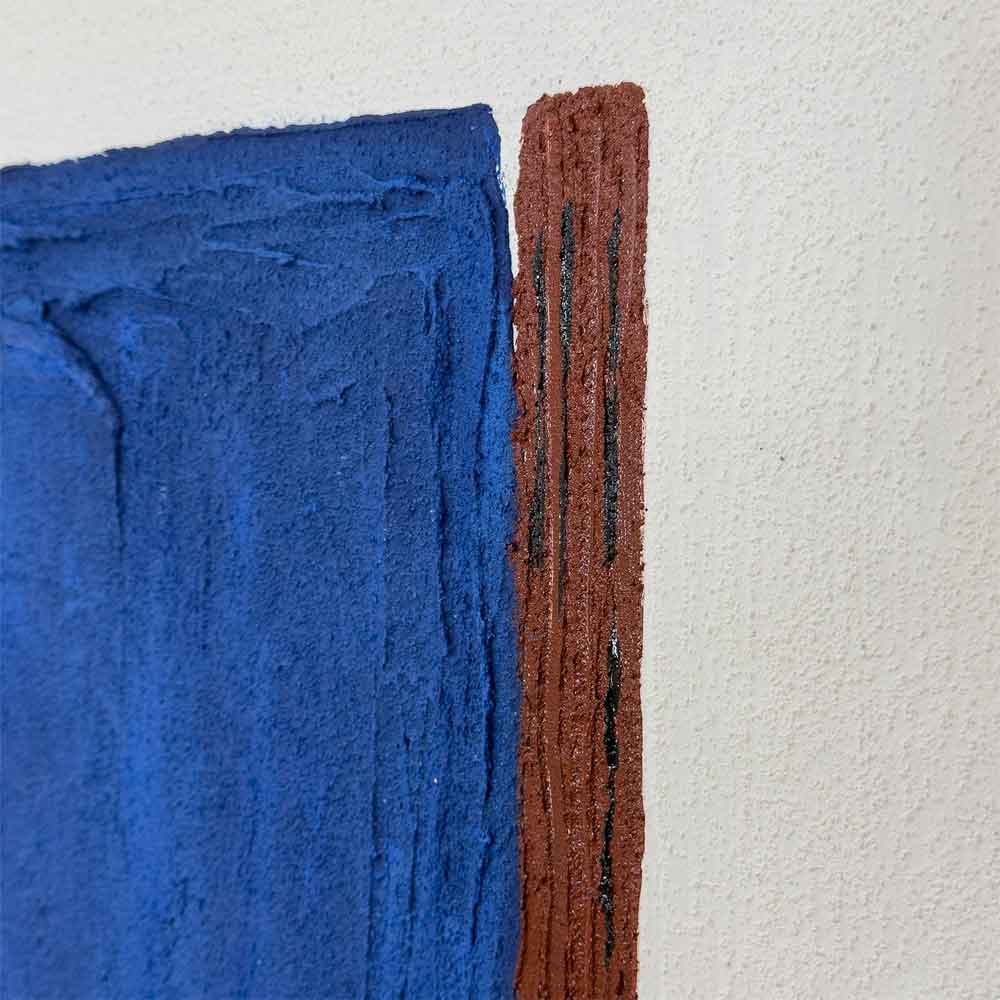 Agave - Snorkel Blue 80x100: Quadro Astratto Dipinto a Mano Neoplasticismo Blu e Marrone