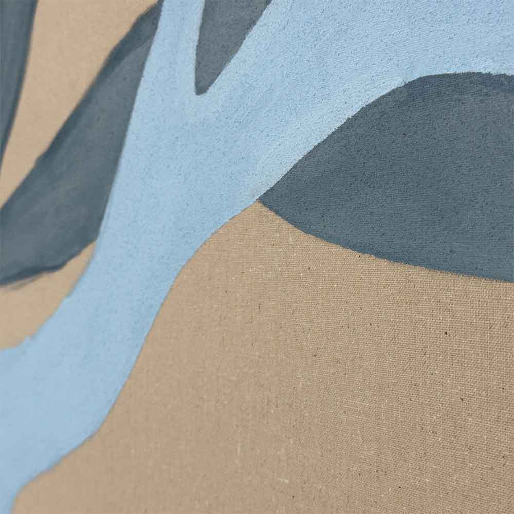 Agave - Talea 150x90: Quadro Astratto Dipinto a Mano Azzurro a Contrasto