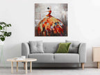Quadro Figurativo Donna in Rosso e Oro | Fatto a Mano | ADM