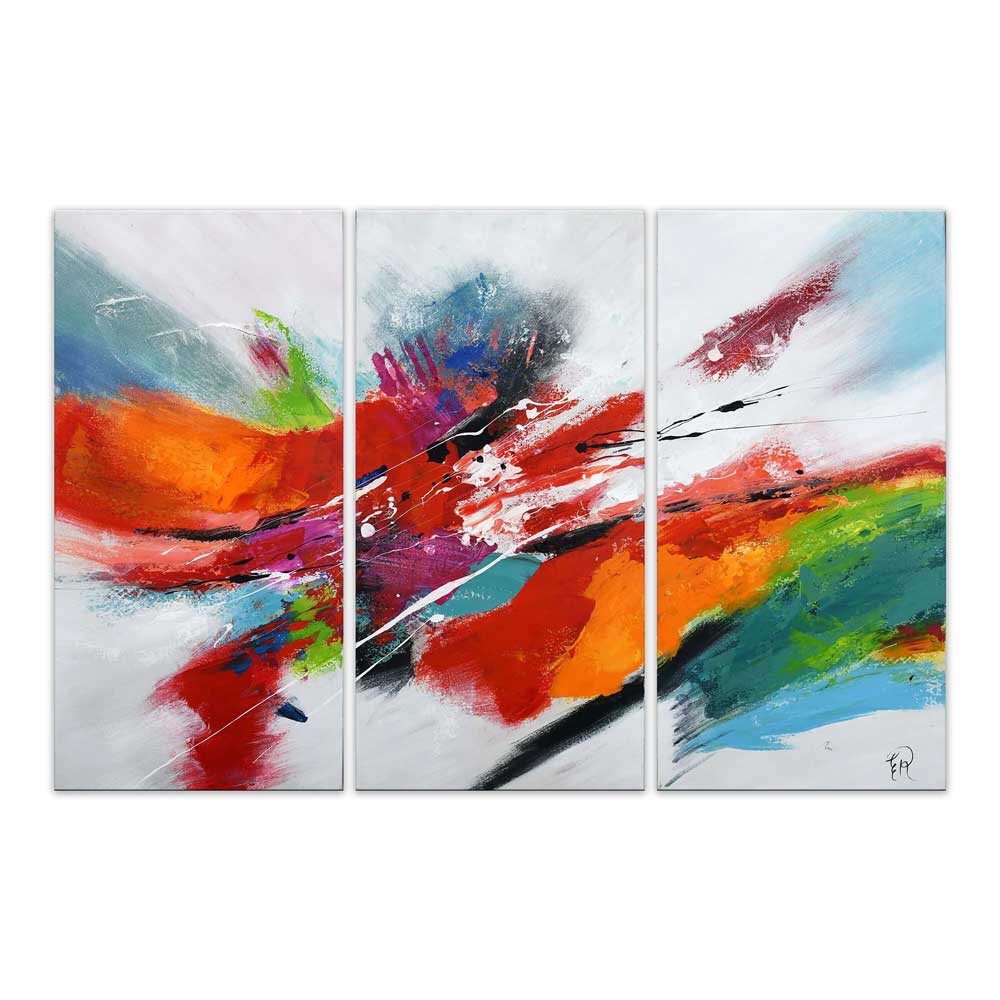 Trittico di Design Astratto | Dipinto a Mano Multicolore | ADM