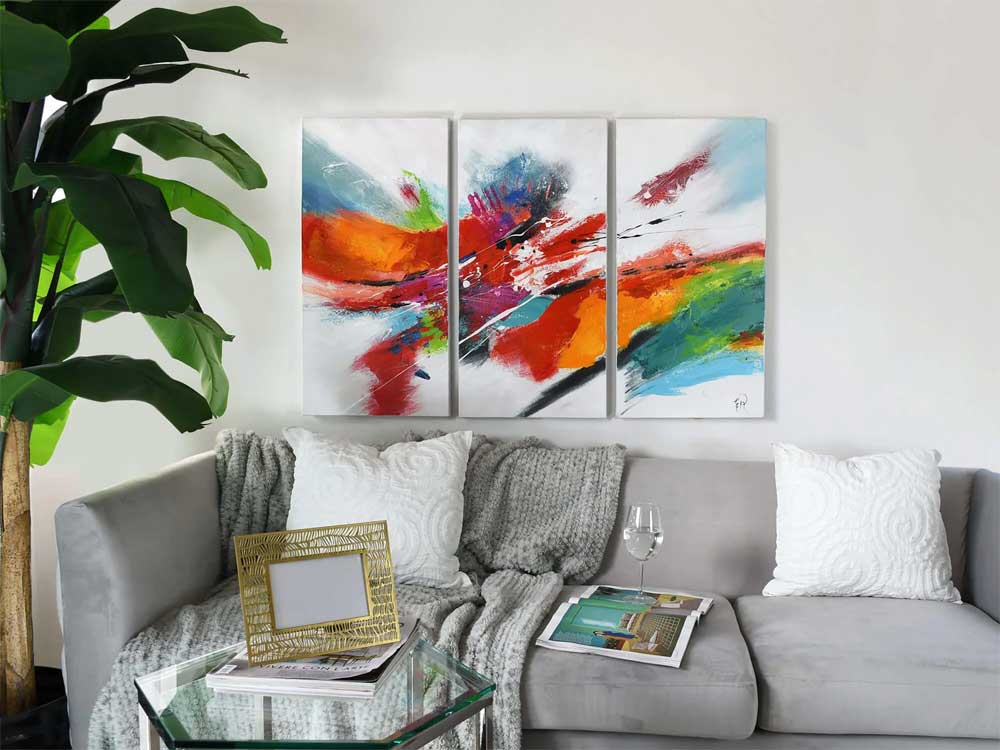 Trittico di Design Astratto | Dipinto a Mano Multicolore | ADM