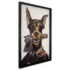 ADM Quadro Collage Dobermann con Pistola in Bocca SA034A1