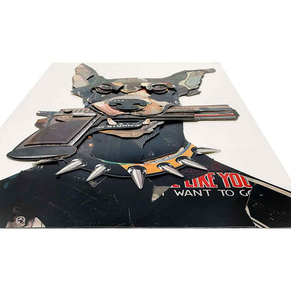 ADM Quadro Collage Dobermann con Pistola in Bocca SA034A1