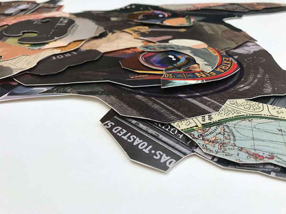 ADM Quadro Collage Dobermann con Pistola in Bocca SA034A1