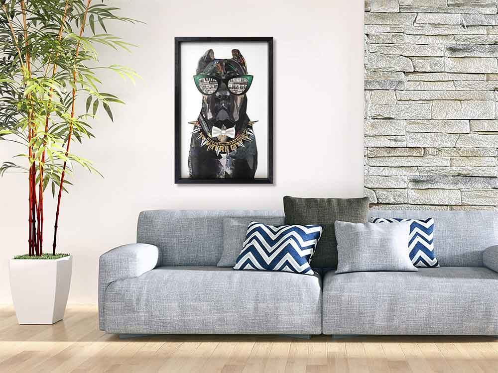 ADM Quadro Collage Cane Corso con Occhiali SA035A1