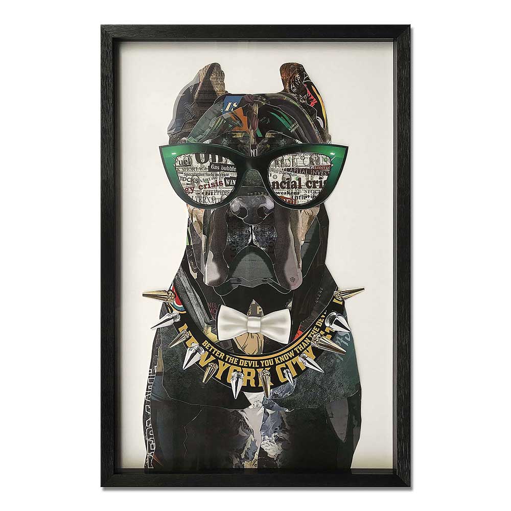 ADM Quadro Collage Cane Corso con Occhiali SA035A1