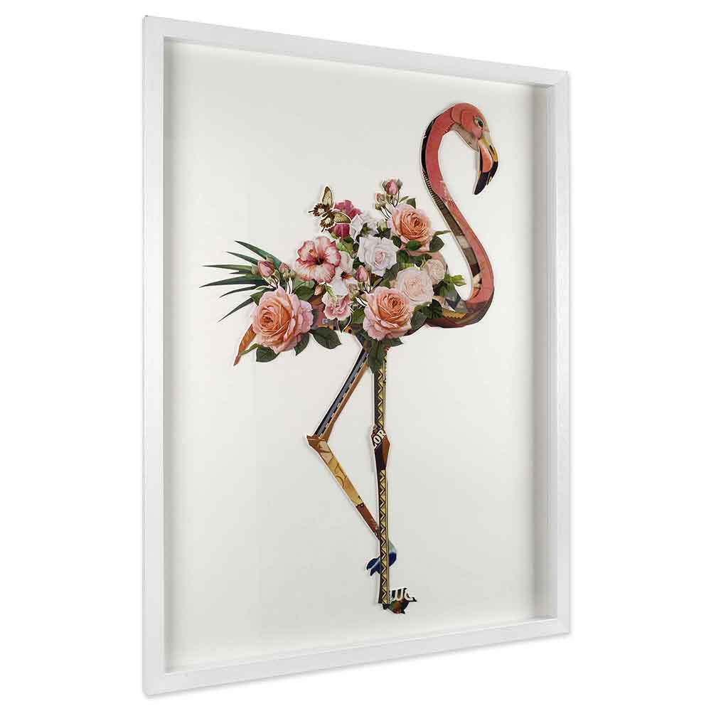 ADM Quadro Collage Fenicottero con Fiori SA040A1