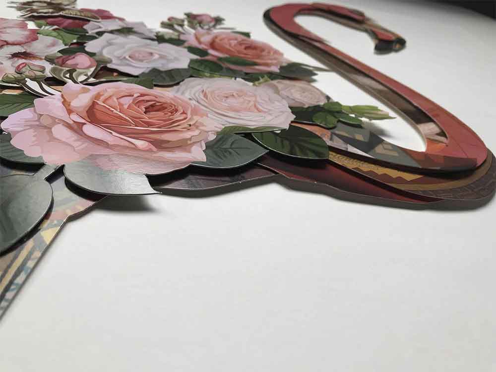 ADM Quadro Collage Fenicottero con Fiori SA040A1