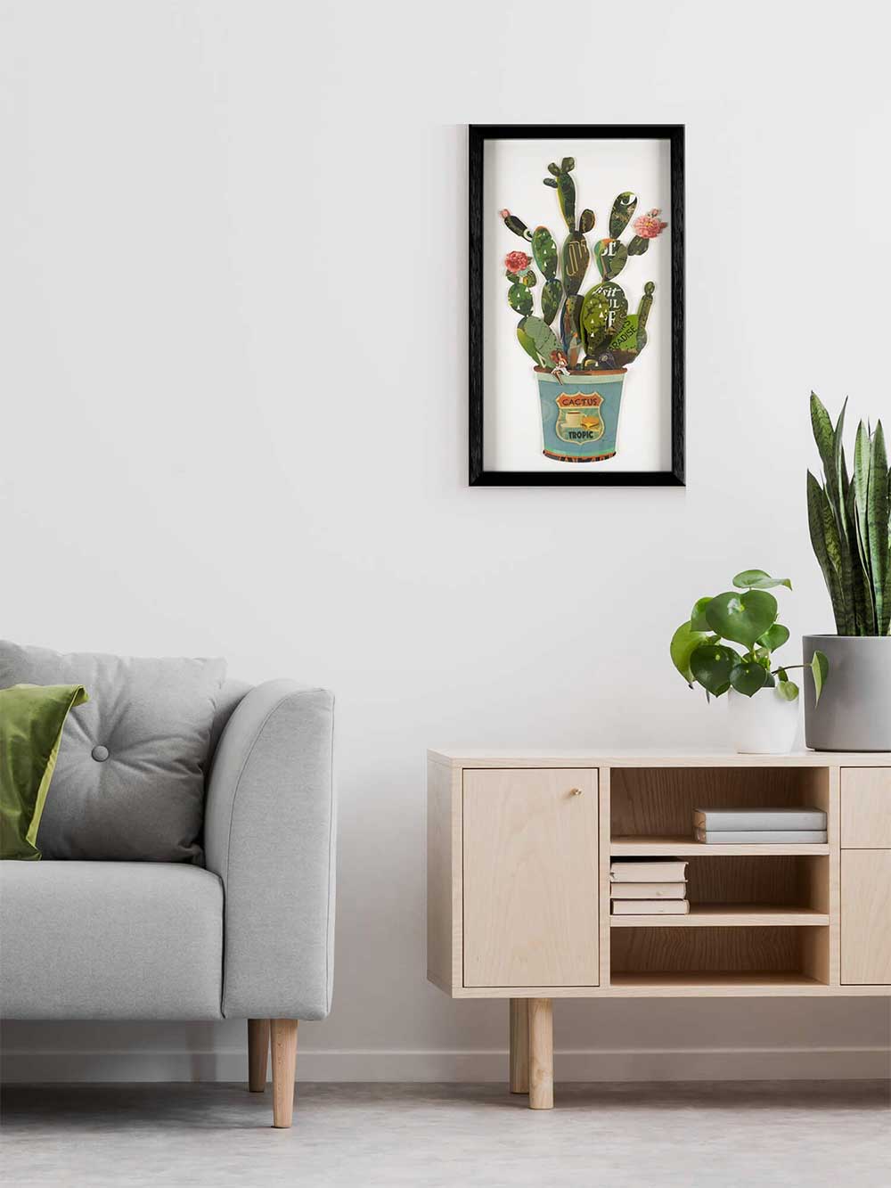 ADM Quadro Collage Cactus in Vaso Verde SA041A1