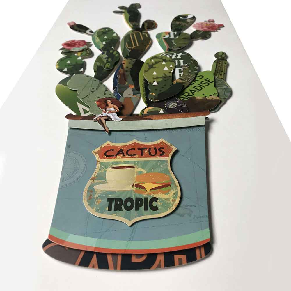 ADM Quadro Collage Cactus in Vaso Verde SA041A1